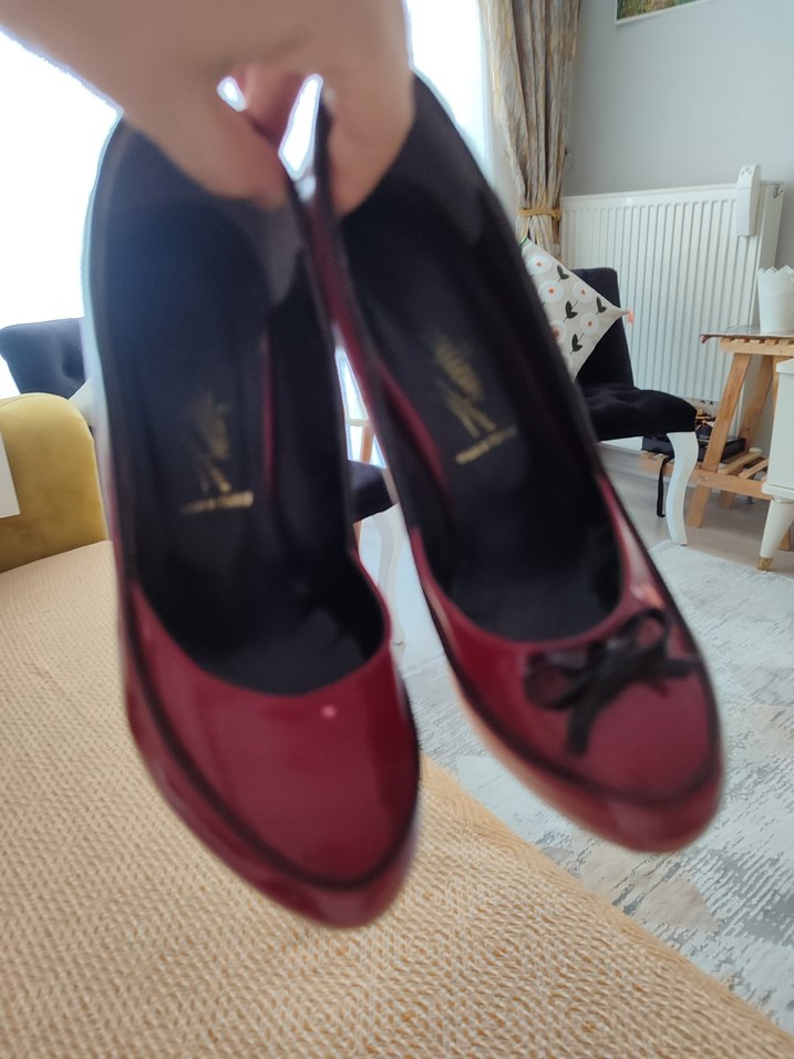 Bordo Tokalı Stiletto Topuklu Kadın Ayakkabı - Görsel 4