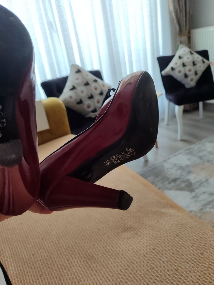 Bordo Tokalı Stiletto Topuklu Kadın Ayakkabı - Görsel 3