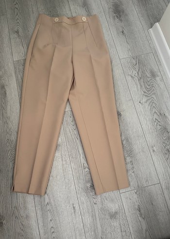 Zara Düğmeli Bej Yüksek BelPantolon