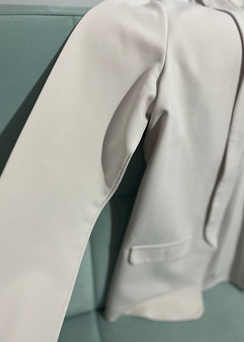 Bej Kadın Blazer, Notch Yaka, Normal Boy - Görsel 3