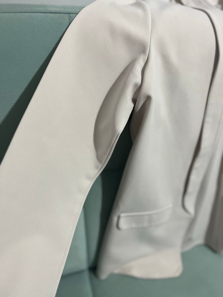 Bej Kadın Blazer, Notch Yaka, Normal Boy - Görsel 3