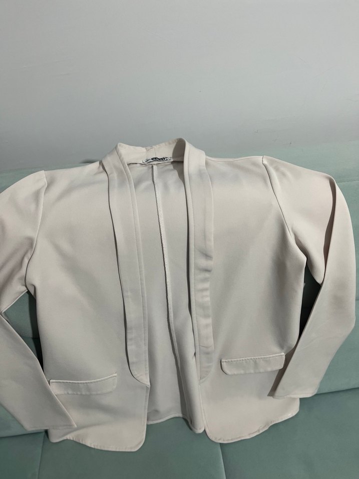 Bej Kadın Blazer, Notch Yaka, Normal Boy - Görsel 2