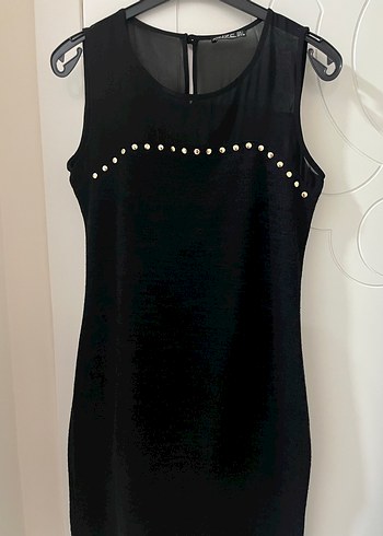 Siyah Düğmeli Kolsuz Midi Elbise - Görsel 2