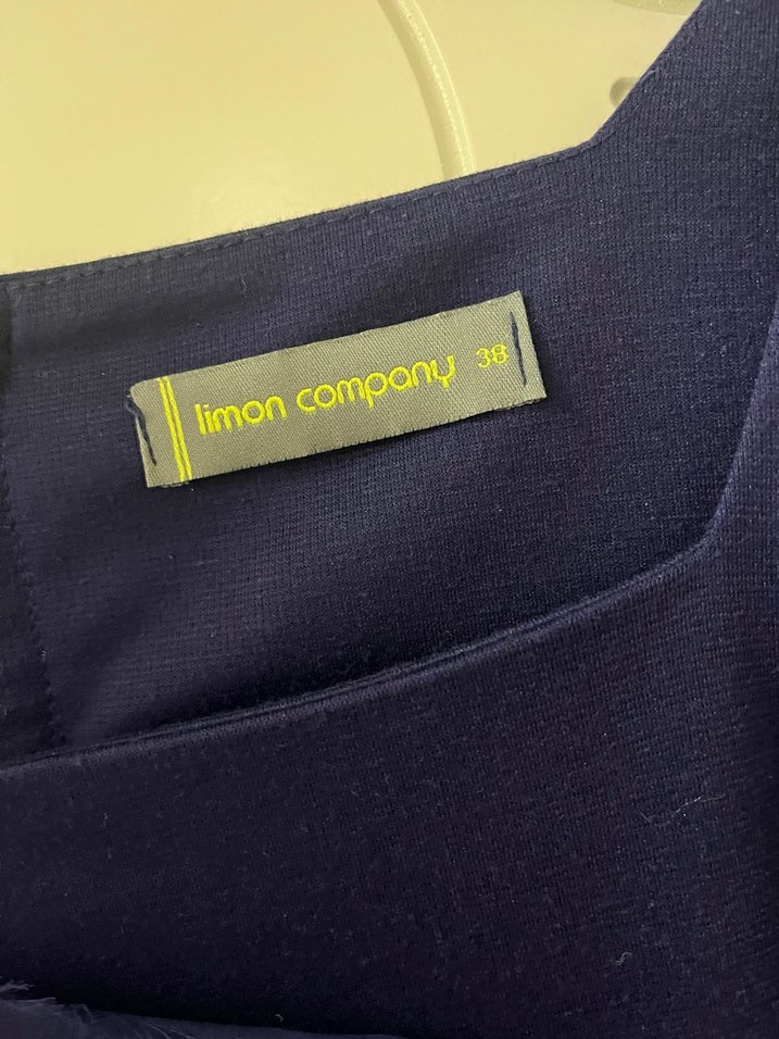 Lacivert Midi Drapeli Kadın Elbise - Görsel 2