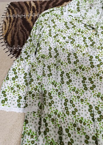 Uzun Kol Yeşil Bohem Kadın Bornoz - Görsel 3