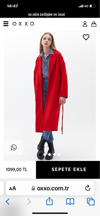 s Beden Oxxo Kuşaklı Oversize Kaban