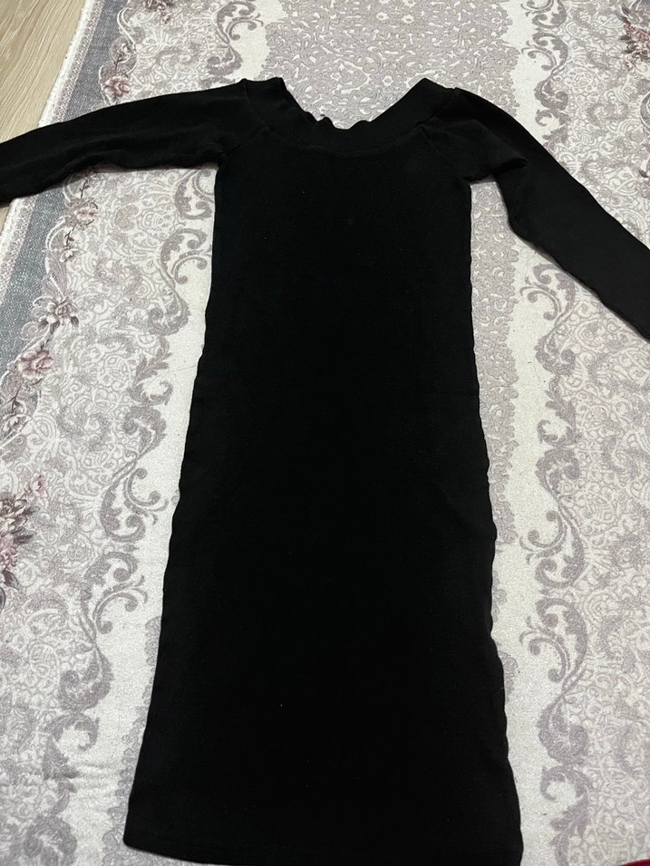 Uzun Kollu Siyah Uzun Elbise - Görsel 2