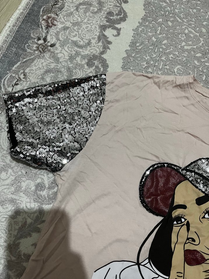 Kızlar için Pembe Baskılı Tişört - Görsel 2