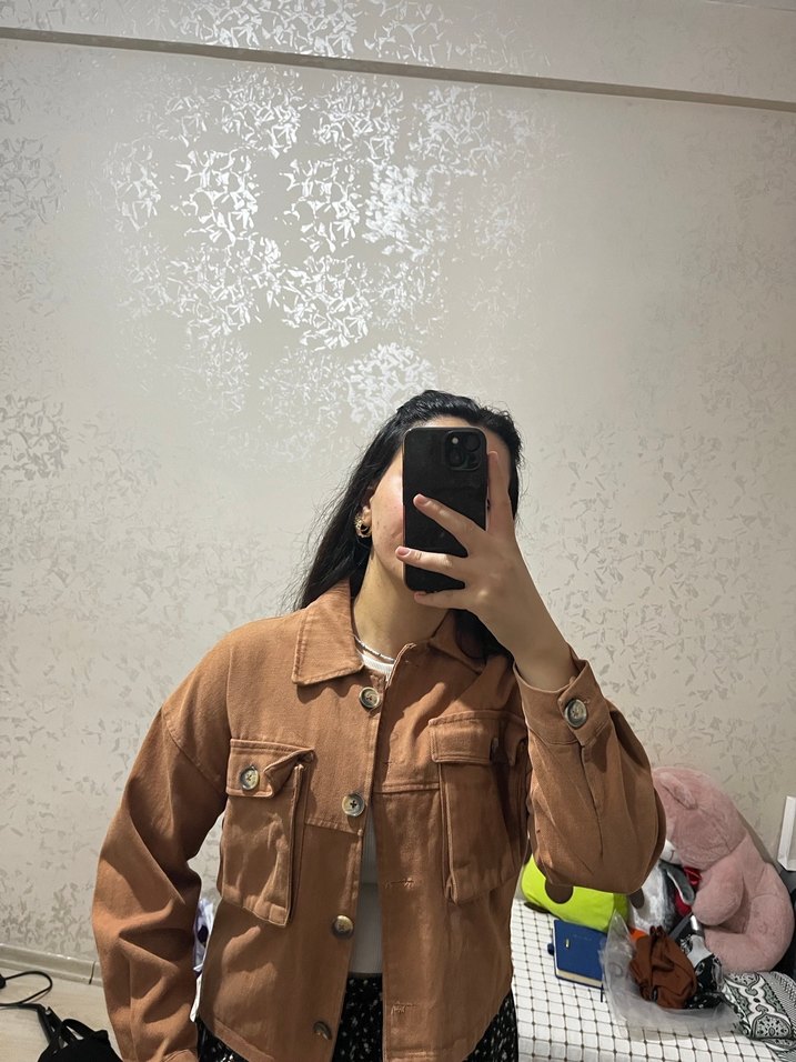 Kadın Denim Ceket, Düğmeli, Salaş - Görsel 3