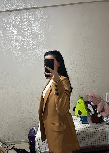 Bej Kadın Midi Blazer Ceket - Görsel 3