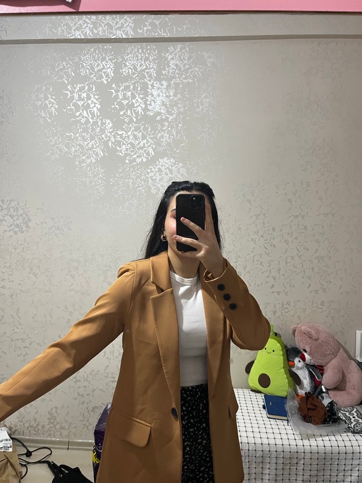 Bej Kadın Midi Blazer Ceket - Görsel 2