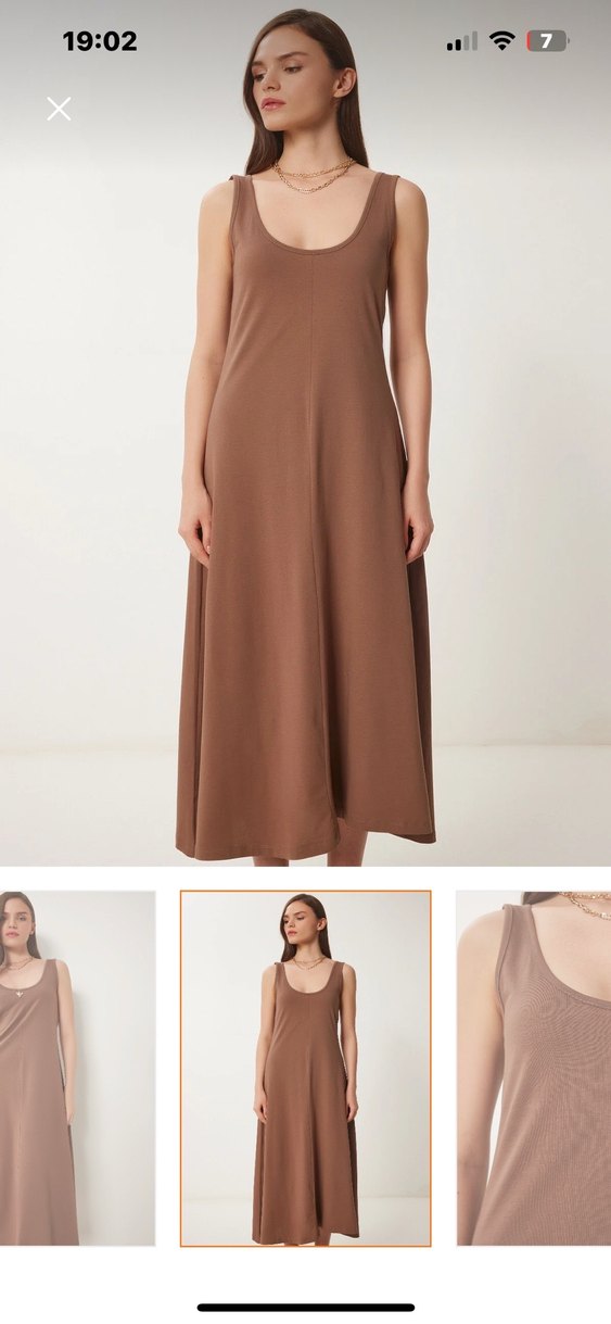 Bej Süet Salaş Uzun Kadın Elbise - Görsel 2