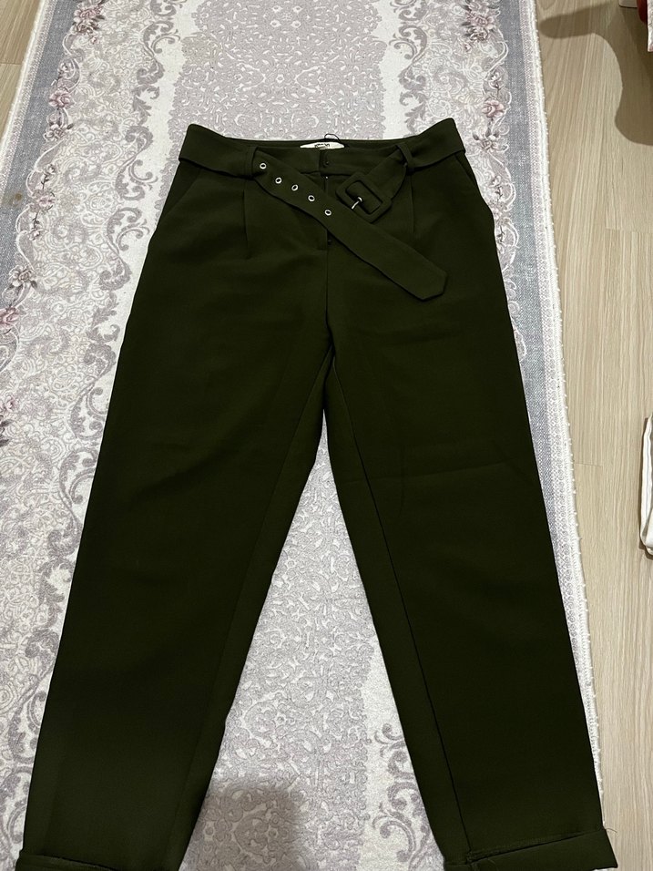Kemerli kumaş  Kadın Pantolon - Görsel 2