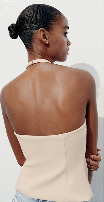 l Beden ten rengi Renk Zara halter yaka bluz