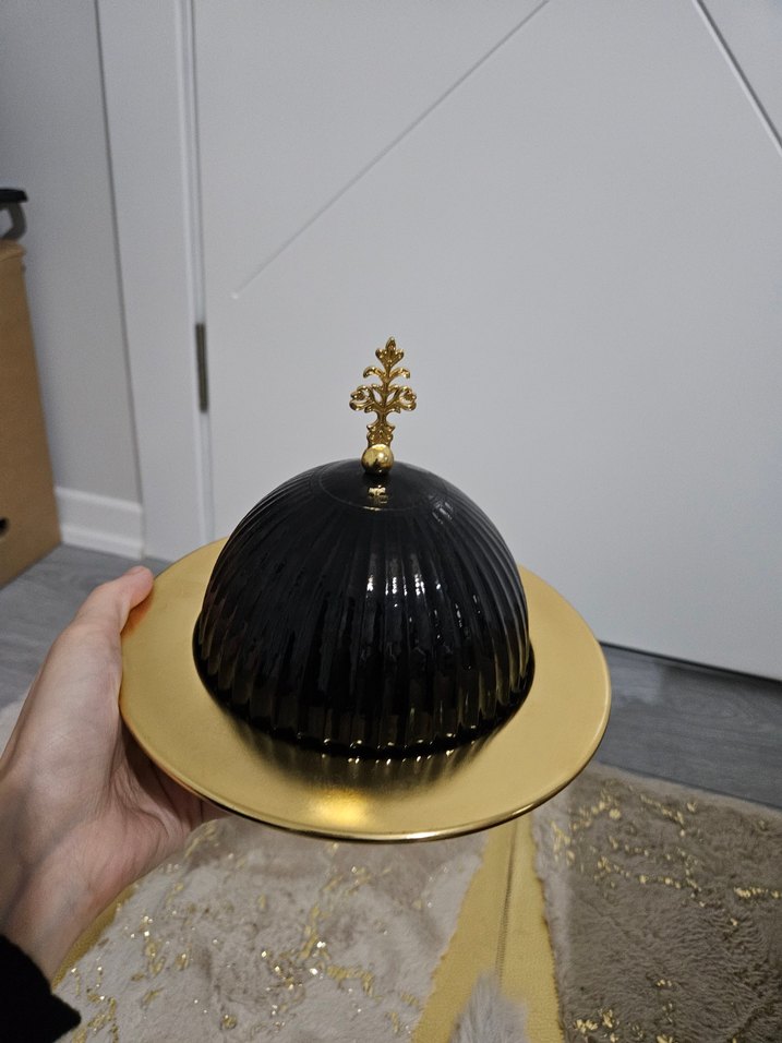 Yılan Desenli Altın Kapaklı Servis Tabağı - Görsel 2