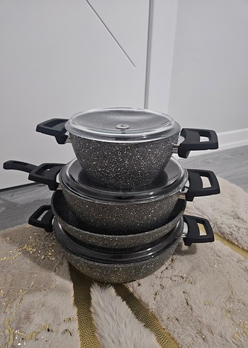 Gri Granit Görünümlü Tencere Seti - Görsel 2