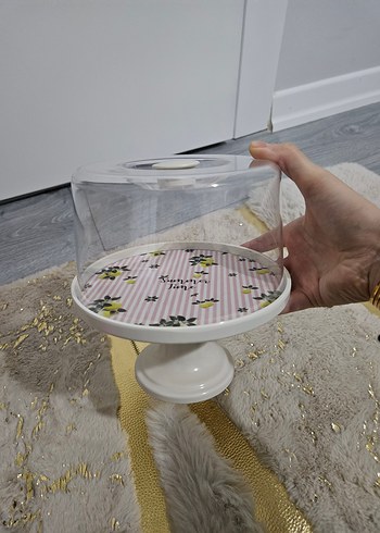 Beyaz Ayaklı Pasta Standı ve Kapağı - Görsel 2