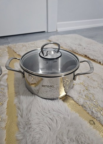 Parlak Altın Emisan Çelik Tencere Seti - Görsel 2