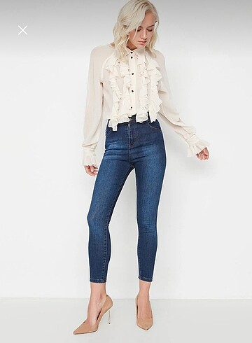 l Beden lacivert Renk Lacivert Trendyolmilla Yüksek Bel Skinny Jean