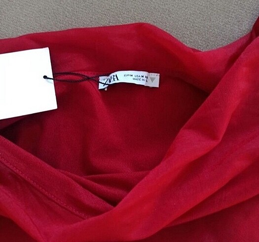m Beden kırmızı Renk Kırmızı Zara Drapeli Mini Elbise
