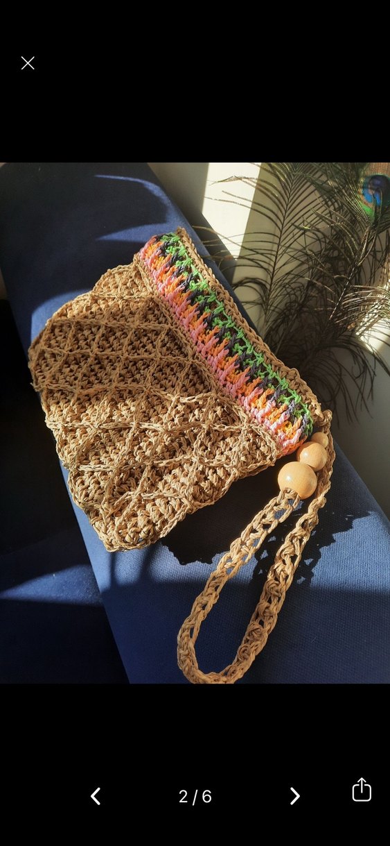 Renkli Örgü Bohem Kadın Portföy clutch Çanta - Görsel 2