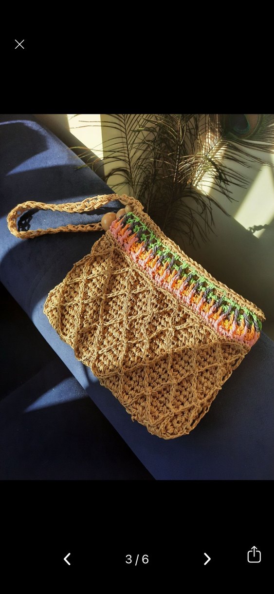 Renkli Örgü Bohem Kadın Portföy clutch Çanta - Görsel 3