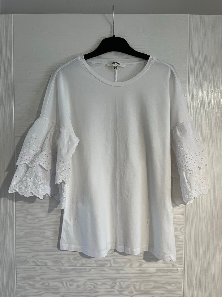 Koton Kadın Beyaz Fırfırlı Pamuk Bluz - Görsel 3