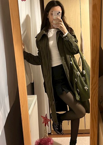 Haki trençkot ceket - Görsel 6