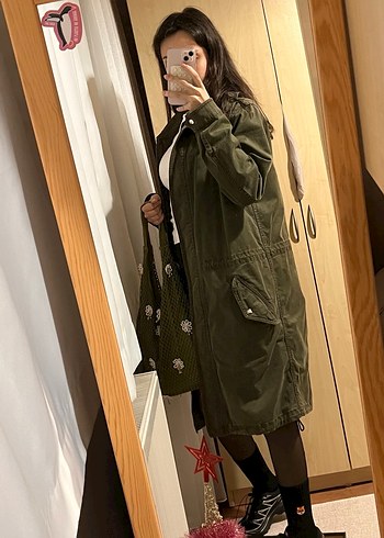 Haki trençkot ceket - Görsel 5