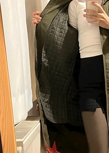 Haki trençkot ceket - Görsel 8