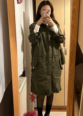 Haki trençkot ceket - Görsel 3