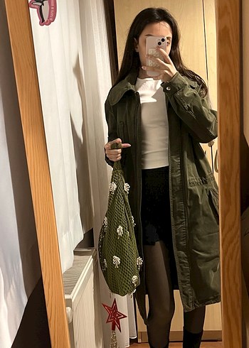 Haki trençkot ceket - Görsel 7