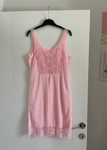 Pembe Dantelli Midi Gecelik - Görsel 4