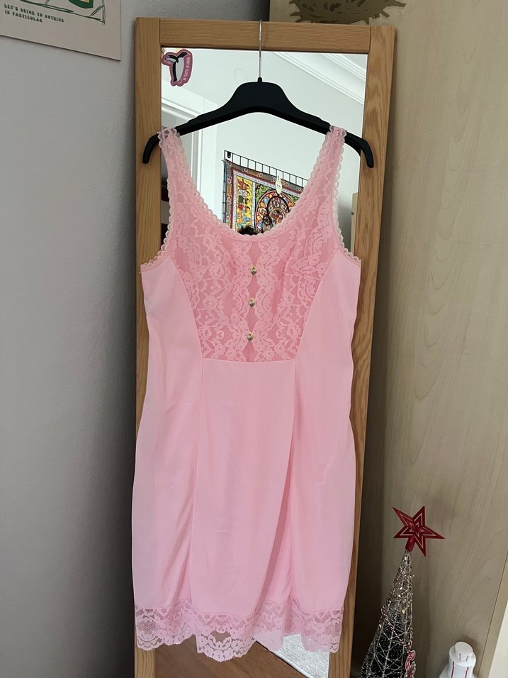 Pembe Dantelli  Midi Gecelik - Görsel 3