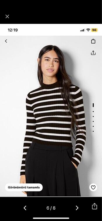 Siyah beyaz çizgili crop - Görsel 7