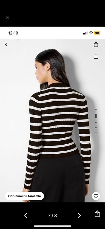 Siyah beyaz çizgili crop - Görsel 8