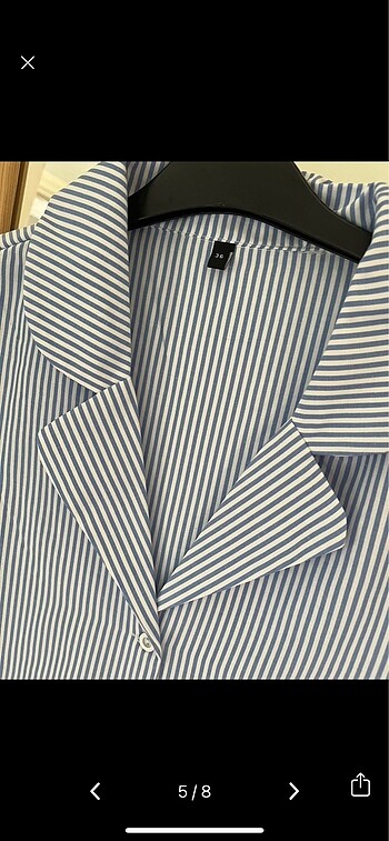 Mavi çizgili sabahlık gömlek - Görsel 5