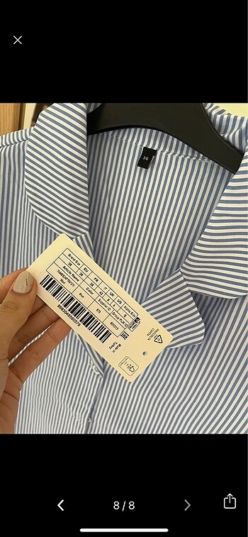 Mavi çizgili sabahlık gömlek - Görsel 8