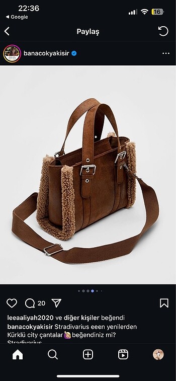 stradivarius nubuk kahverengi çanta