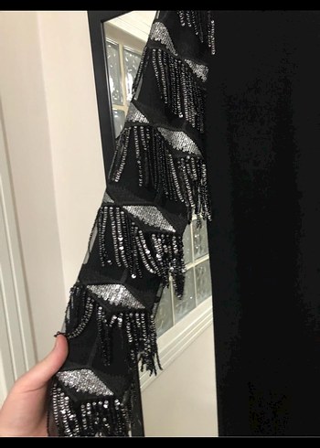 Diğer Püsküllü Siyah Gotik Uzun Elbise