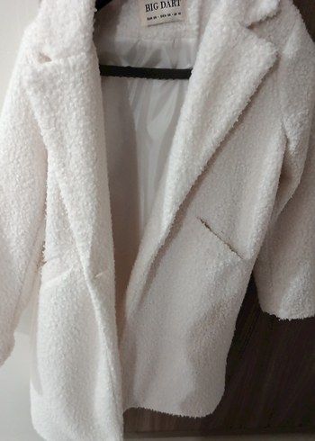 Beyaz Kısa Kadın Peluş Kaban - Görsel 8