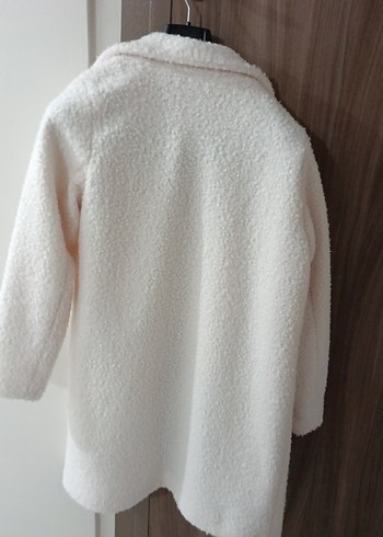 Beyaz Kısa Kadın Peluş Kaban - Görsel 7