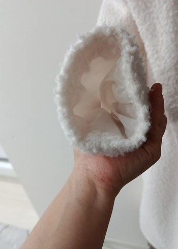 Beyaz Kısa Kadın Peluş Kaban - Görsel 5