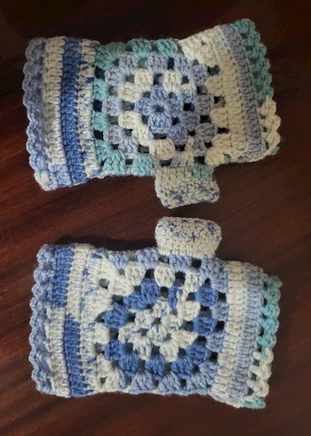 Bohem Stil Örgü Kadın Eldiveni - Mavi - Görsel 4