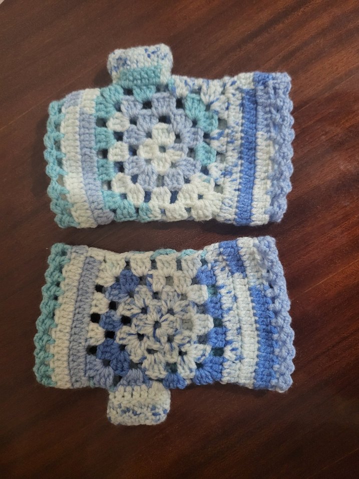 Bohem Stil Örgü Kadın Eldiveni - Mavi - Görsel 2