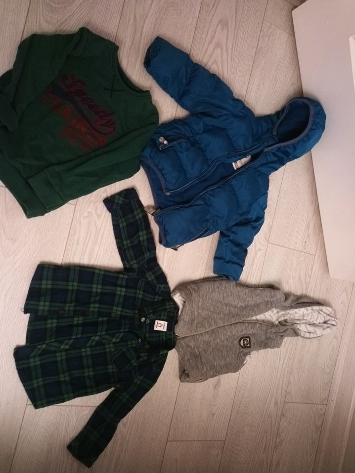 Gri Kapüşonlu Örgü Erkek Çocuk Mont - Görsel 2