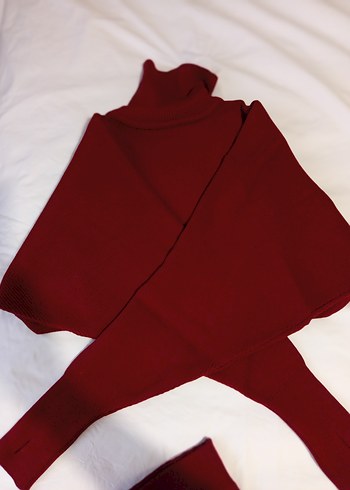 Bordo Uzun Kollu Kadın crop etek takım - Görsel 2