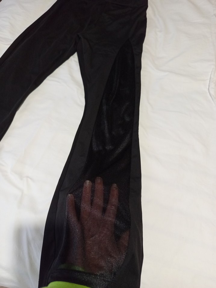 Siyah Yırtmaçlı Kadın İspanyol Paça tayt pantolon - Görsel 2