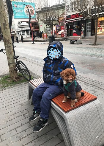 Erkek Çocuk Mavi Desenli Kapüşonlu Ceket ve Pantolon - Görsel 6