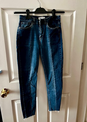 Kadın Koyu Mavi Bağcıklı Regular Fit Denim Pantolon